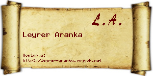 Leyrer Aranka névjegykártya